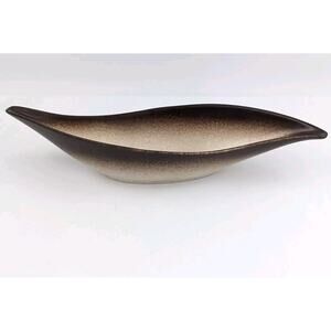 Howard Pierce Console Bowl Pottery Dish Brown Ombré Speckled Mid Century 13”